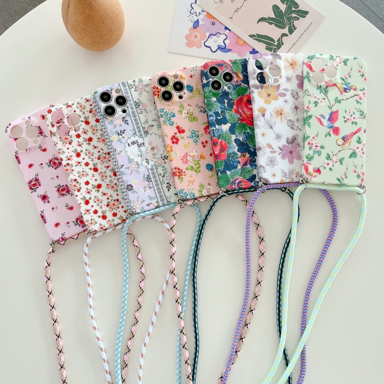 Custodia TPU floreale con cordino per iPhone 11 Pro Max