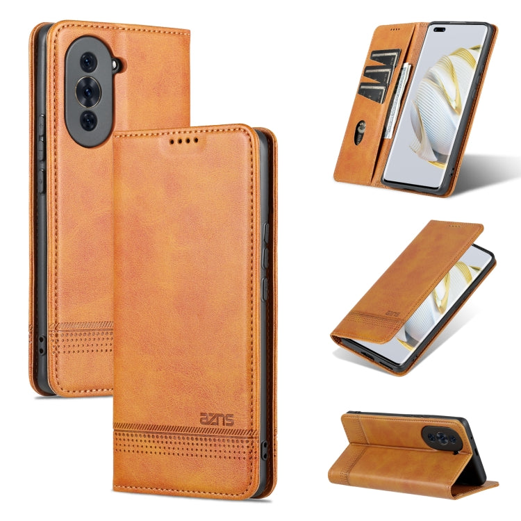 AZNS Custodia per telefono in pelle a conchiglia con struttura in vitello magnetico, For Huawei nova 10, For Huawei nova 10 Pro