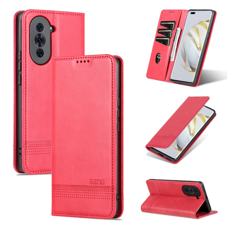 AZNS Custodia per telefono in pelle a conchiglia con struttura in vitello magnetico, For Huawei nova 10, For Huawei nova 10 Pro