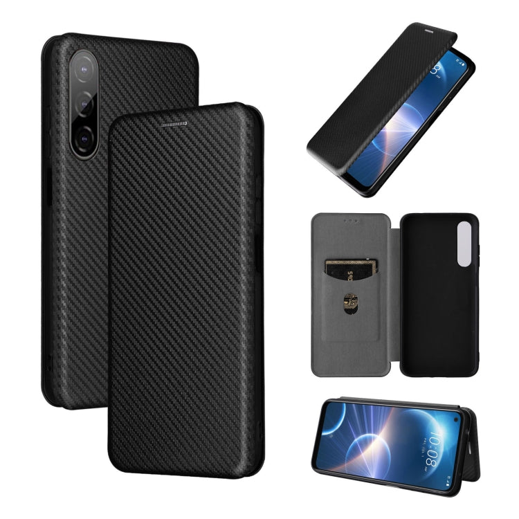 Custodia per telefono in pelle con vibrazione magnetica in fibra di carbonio, For HTC Desire 22 Pro, For Realme C30, For Nokia C21 Plus, For Xiaomi 12S Ultra