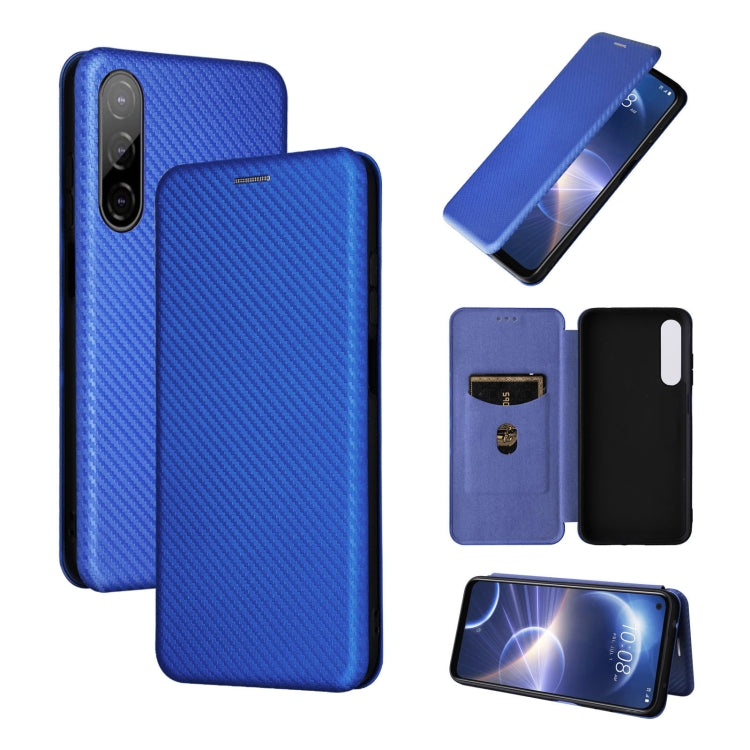 Custodia per telefono in pelle con vibrazione magnetica in fibra di carbonio, For HTC Desire 22 Pro, For Realme C30, For Nokia C21 Plus, For Xiaomi 12S Ultra