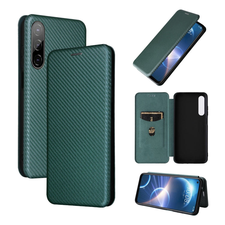 Custodia per telefono in pelle con vibrazione magnetica in fibra di carbonio, For HTC Desire 22 Pro, For Realme C30, For Nokia C21 Plus, For Xiaomi 12S Ultra