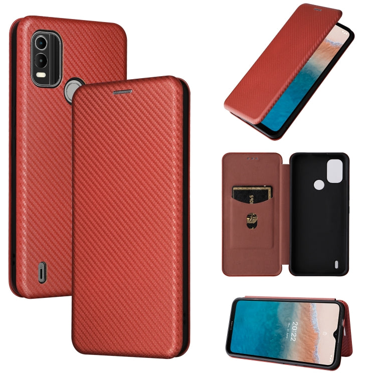 Custodia per telefono in pelle con vibrazione magnetica in fibra di carbonio, For HTC Desire 22 Pro, For Realme C30, For Nokia C21 Plus, For Xiaomi 12S Ultra
