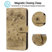 Custodia in pelle goffrata Cartoon Sakura Cat, For iPhone 13 mini, For iPhone 13, For iPhone 13 Pro, For iPhone 13 Pro Max