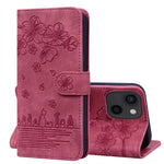 Custodia portafoglio in pelle goffrata Cartoon Sakura Cat per iPh