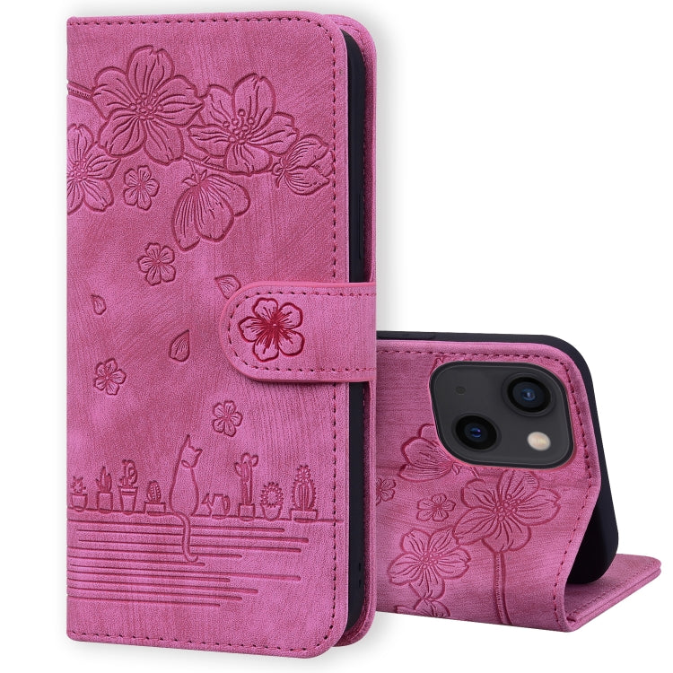 Custodia portafoglio in pelle goffrata Cartoon Sakura Cat per iPh