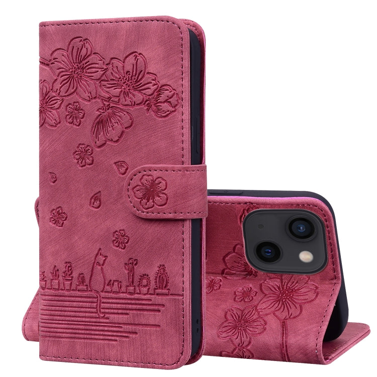 Custodia portafoglio in pelle goffrata Cartoon Sakura Cat per iPh