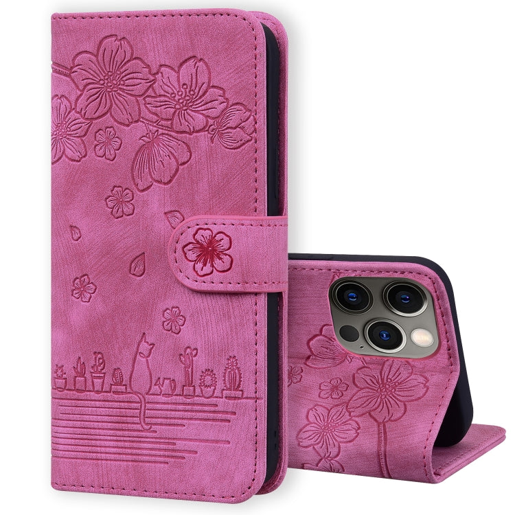Custodia portafoglio in pelle goffrata Cartoon Sakura Cat per iPh