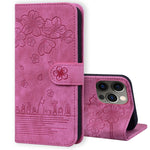 Custodia portafoglio in pelle goffrata Cartoon Sakura Cat per iPh