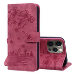 Custodia portafoglio in pelle goffrata Cartoon Sakura Cat per iPh