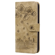 Custodia in pelle goffrata Cartoon Sakura Cat, For iPhone 12 mini, For iPhone 12 / 12 Pro, For iPhone 12 Pro Max, For iPhone 11