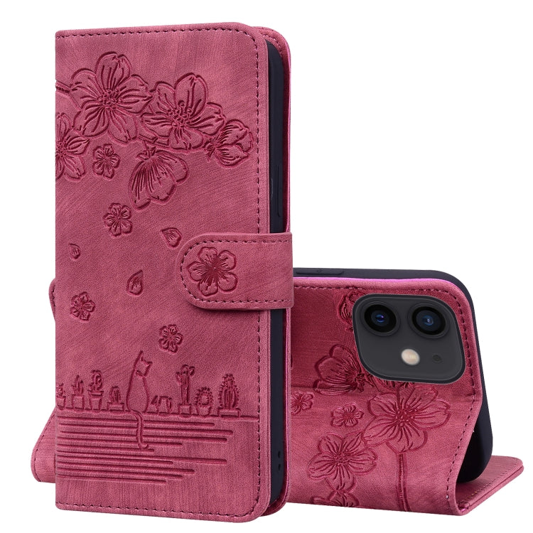 Custodia portafoglio in pelle goffrata Cartoon Sakura Cat per iPh