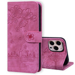Custodia portafoglio in pelle goffrata Cartoon Sakura Cat per iPh