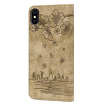 Custodia portafoglio in pelle goffrata per iPhone XR