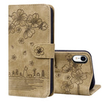 Custodia portafoglio in pelle goffrata per iPhone XR