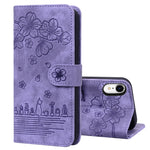 Custodia portafoglio in pelle goffrata per iPhone XR