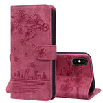 Custodia portafoglio in pelle goffrata per iPhone XR