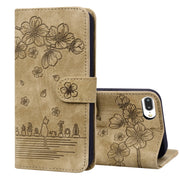 Custodia in pelle goffrata Cartoon Sakura Cat, For iPhone 7 Plus / 8 Plus