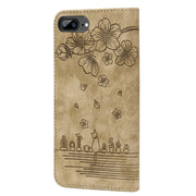 Custodia in pelle goffrata Cartoon Sakura Cat, For iPhone 7 Plus / 8 Plus