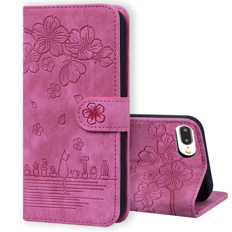 Custodia portafoglio in pelle Cartoon Sakura Cat per iPhone 7 Plu