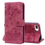 Custodia portafoglio in pelle Cartoon Sakura Cat per iPhone 7 Plu