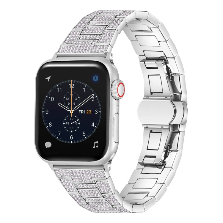 Cinturino in metallo con diamanti per la serie Apple Watch, 7 45mm / 6&SE&5&4 44mm / 3&2&1 42mm, 7 41mm / 6&SE&5&4 40mm / 3&2&1 38mm