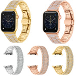 Cinturino in metallo con diamanti per la serie Apple Watch, 7 45mm / 6&SE&5&4 44mm / 3&2&1 42mm, 7 41mm / 6&SE&5&4 40mm / 3&2&1 38mm
