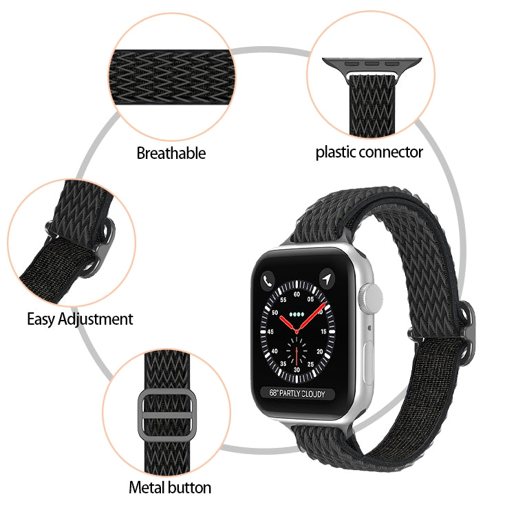 Cinturino in nylon a vita piccola Wave per Apple Watch Series, 7 45mm / 6&SE&5&4 44mm / 3&2&1 42mm, 7 41mm / 6&SE&5&4 40mm / 3&2&1 38mm