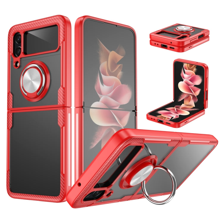 TPU trasparente antiurto + custodia protettiva in acrilico con supporto per anello, For Samsung Galaxy Z Flip4, For Samsung Galaxy Z Flip3 5G