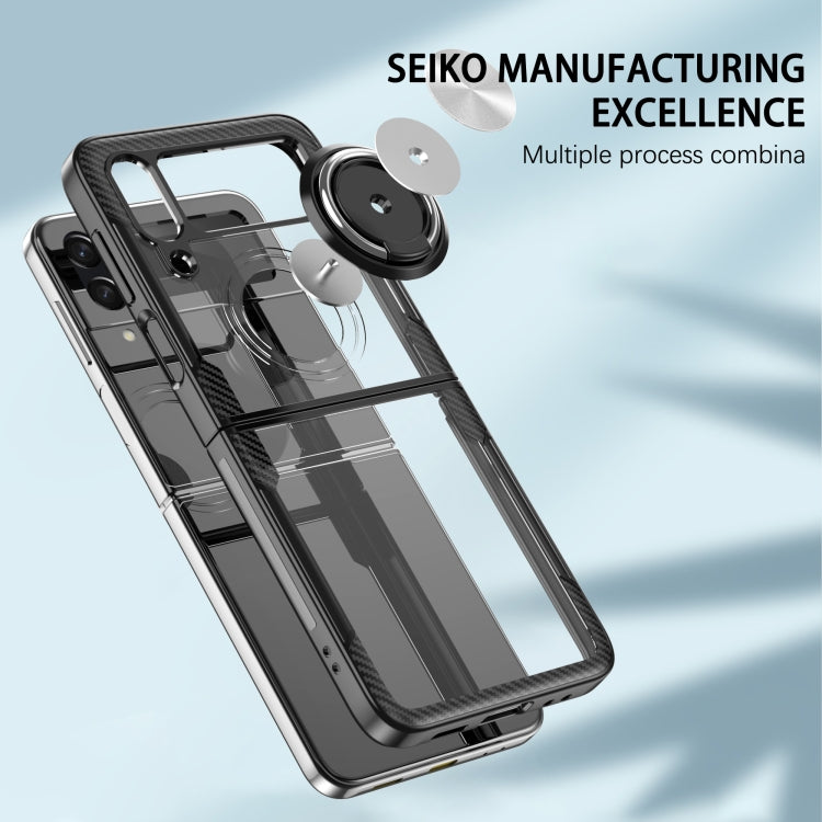 TPU trasparente antiurto + custodia protettiva in acrilico con supporto per anello, For Samsung Galaxy Z Flip4, For Samsung Galaxy Z Flip3 5G