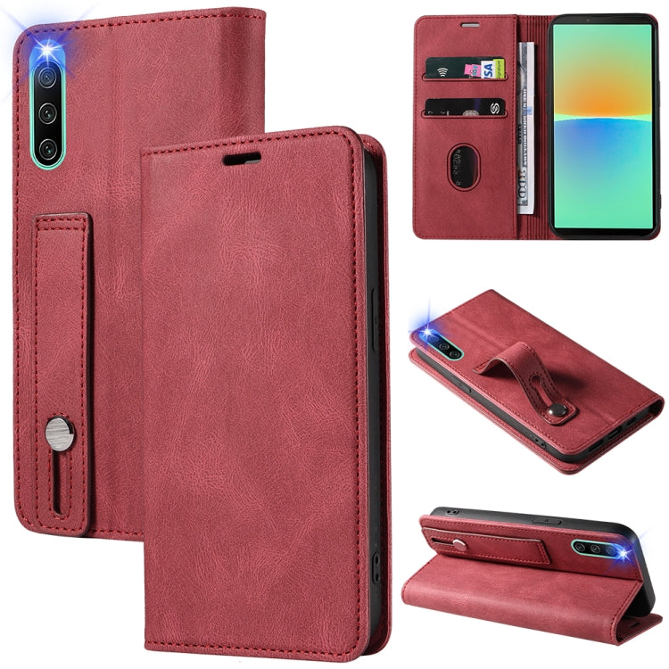 Custodia per telefono in pelle magnetica con cinturino, For Samsung Galaxy S22 Ultra 5G, For Sony Xperia 10 IV