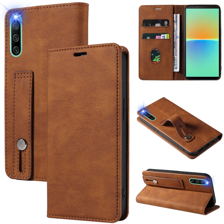 Custodia per telefono in pelle magnetica con cinturino, For Samsung Galaxy S22 Ultra 5G, For Sony Xperia 10 IV
