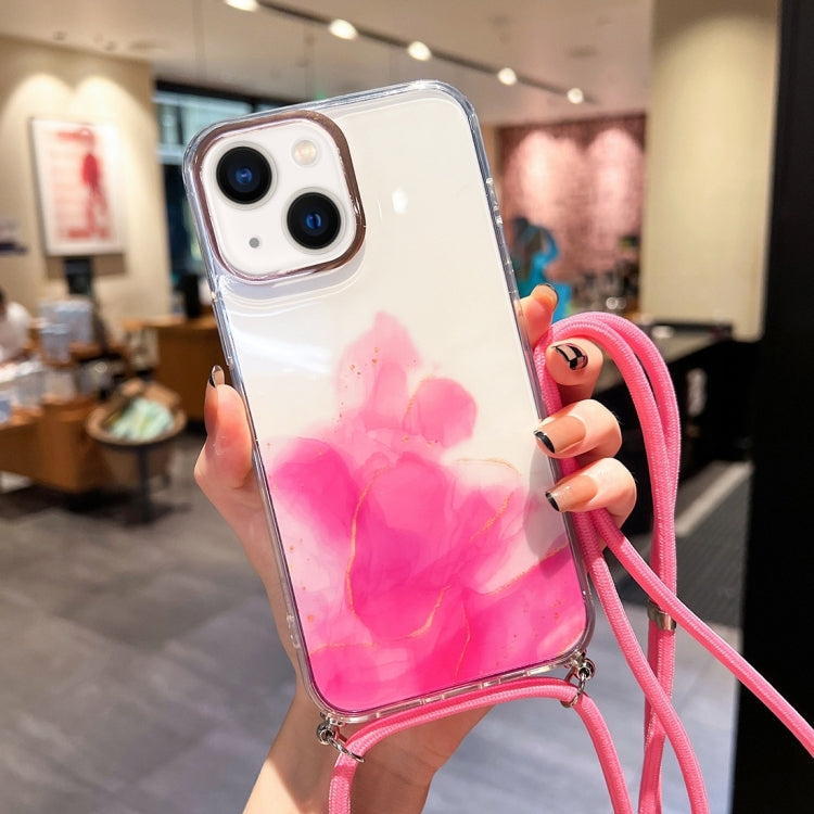 Custodia con cordino marmo dorato per iPhone 13 e 14