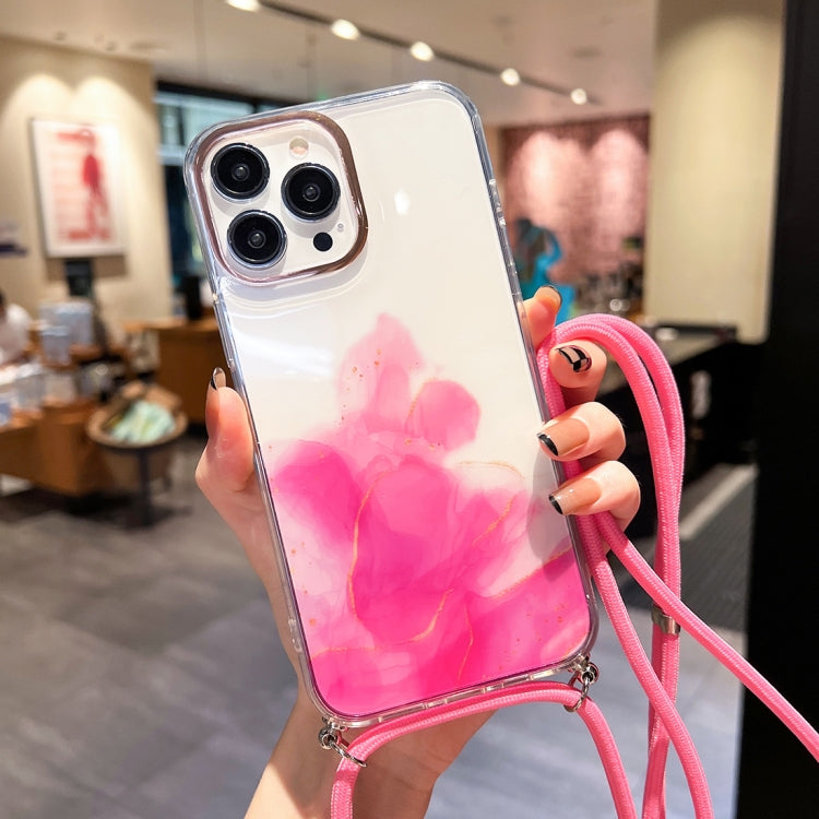 Custodia smartphone con cordino marmo dorato compatibile iPhone