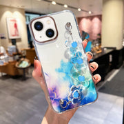 Cassa con motivo in marmo dorato Halo con bracciale a fiore, For iPhone 14, For iPhone 14 Plus, For iPhone 14 Pro, For iPhone 14 Pro Max, For iPhone 13, For iPhone 13 Pro