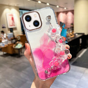 Cassa con motivo in marmo dorato Halo con bracciale a fiore, For iPhone 14, For iPhone 14 Plus, For iPhone 14 Pro, For iPhone 14 Pro Max, For iPhone 13, For iPhone 13 Pro