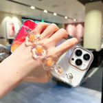 Custodia con motivo marmo dorato e bracciale per iPhone