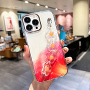 Cassa con motivo in marmo dorato Halo con bracciale a fiore, For iPhone 13 Pro Max, For iPhone 12, For iPhone 12 Pro, For iPhone 12 Pro Max, For iPhone 11, For iPhone 11 Pro Max