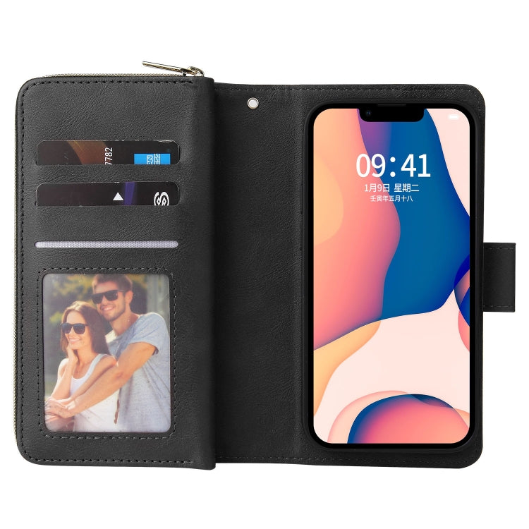 Custodia portafoglio in pelle con 9 slot per iPhone 14 Pro Max