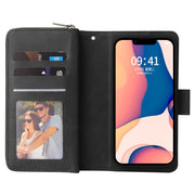 Custodia per cellulare in pelle con cerniera a portafoglio con 9 slot per schede, For iPhone 14, For iPhone 14 Plus, For iPhone 14 Pro, For iPhone 14 Pro Max