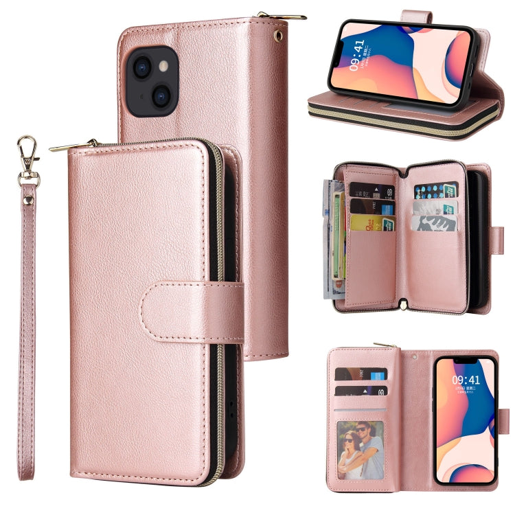 Custodia portafoglio in pelle con 9 slot per iPhone 14 Pro Max