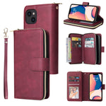 Custodia portafoglio in pelle con 9 slot per iPhone 14 Pro Max