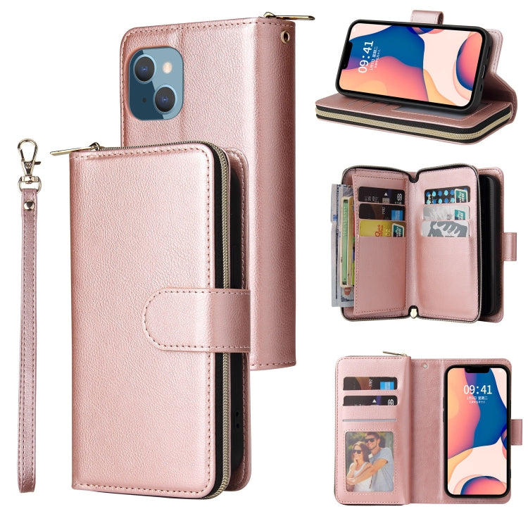 Custodia portafoglio in pelle con 9 slot per iPhone 14 Pro Max