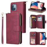 Custodia portafoglio in pelle con 9 slot per iPhone 14 Pro Max