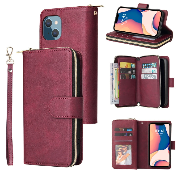 Custodia portafoglio in pelle con 9 slot per iPhone 14 Pro Max