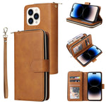 Custodia portafoglio in pelle con 9 slot per iPhone 14 Pro Max
