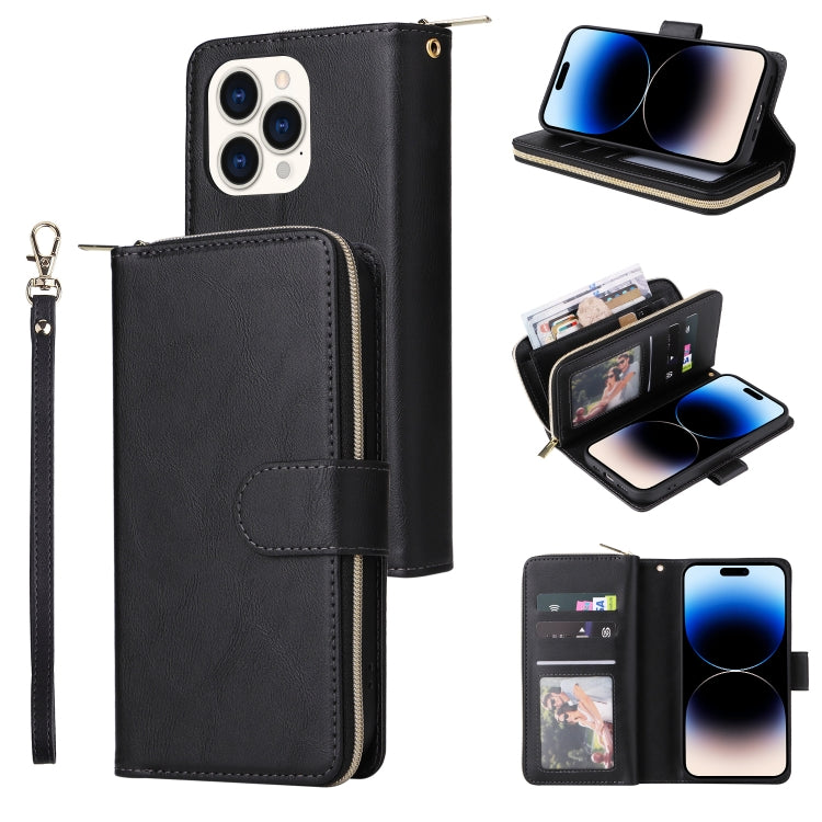 Custodia portafoglio in pelle con 9 slot per iPhone 14 Pro Max