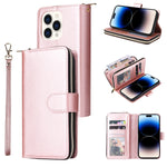 Custodia portafoglio in pelle con 9 slot per iPhone 14 Pro Max