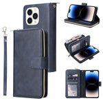 Custodia portafoglio in pelle con 9 slot per iPhone 14 Pro Max