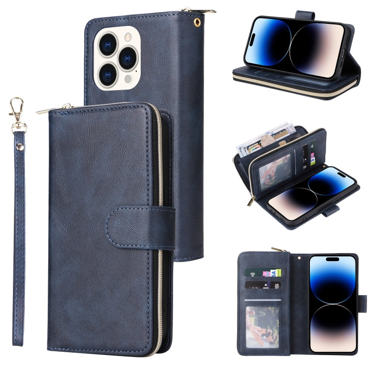 Custodia portafoglio in pelle con 9 slot per iPhone 14 Pro Max